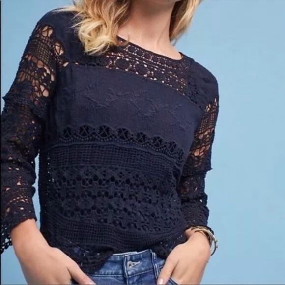 ⬇️Anthropologie | Deletta Crochet Top sz S ✨ - Picture 1 of 3